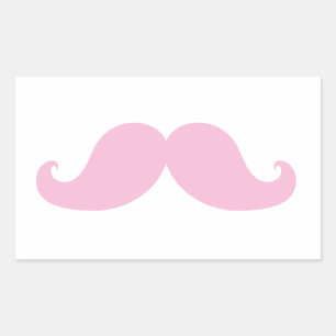Girly Pink Mustache Rechteckiger Aufkleber