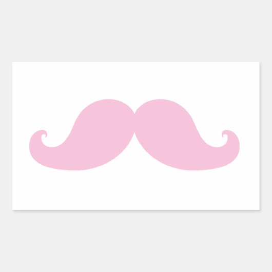 Girly Pink Mustache Rechteckiger Aufkleber (Vorderseite)