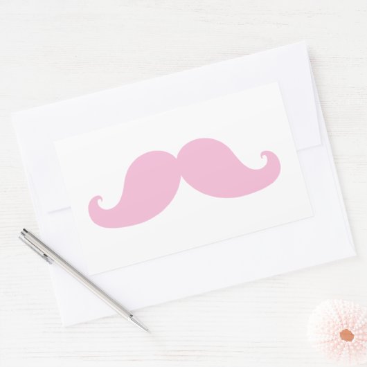 Girly Pink Mustache Rechteckiger Aufkleber (Umschlag)