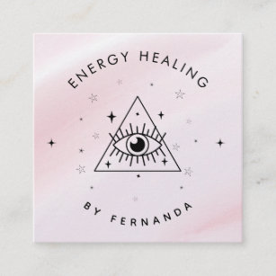 Girly Pink Mystic Magic Eye Energy Healing Funkeln Quadratische Visitenkarte