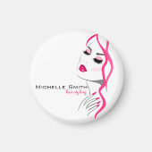 Girly Pink Nail Salon Hair Stylist Makeup Artist Magnet (Vorne)