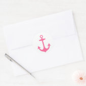 Girly Pink Nautic Design Runder Aufkleber (Umschlag)