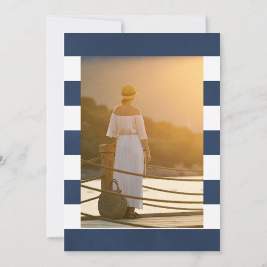 Girly Pink Nautical Floral Celebration of Life Einladung (Rückseite)