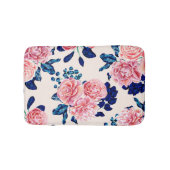 Girly Pink Navy Blue Country Blume Badematte (Vorderseite)