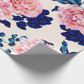 Girly Pink Navy Blue Country Blume Geschenkpapier (Ecke)