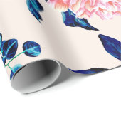 Girly Pink Navy Blue Country Blume Geschenkpapier (Rolleneckpunkt)