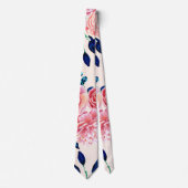 Girly Pink Navy Blue Country Blume Krawatte (Vorderseite)