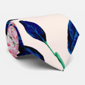 Girly Pink Navy Blue Country Blume Krawatte (Gerollt)