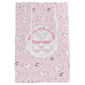 Girly Pink Niedlich Ghosts Baby Halloween 1. Gebur Mittlere Geschenktüte (Rückseite)