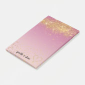 Girly Pink Ombre Gold Sparkle Confetti Glitzer Post-it Klebezettel (angewinkelt)