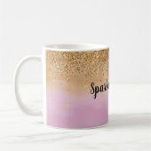 Girly Pink Ombre Wasserfarbe Gold Glitzer Herz Kaffeetasse (Links)