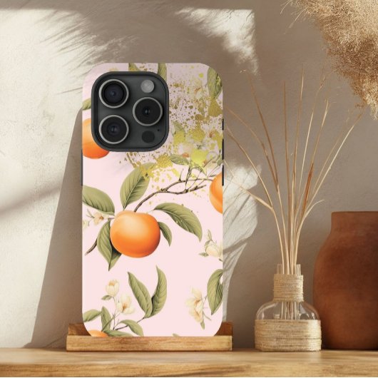 Girly Pink, Orange und Gold Apricot Obsttrellis Case-Mate iPhone Hülle