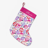 Girly Pink Ornaments Personalisierter Spaß Kleiner Weihnachtsstrumpf (Vorderansicht (hängend))