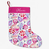 Girly Pink Ornaments Personalisierter Spaß Kleiner Weihnachtsstrumpf (Vorderseite)