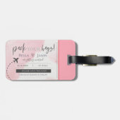 Girly Pink Pack Sie Taschen Hochzeit speichern das Gepäckanhänger (Rückseite horizontal)