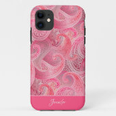 Girly Pink Paisley Muster mit Namen Case-Mate iPhone Hülle (Rückseite)