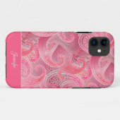 Girly Pink Paisley Muster mit Namen Case-Mate iPhone Hülle (Rückseite (Horizontal))