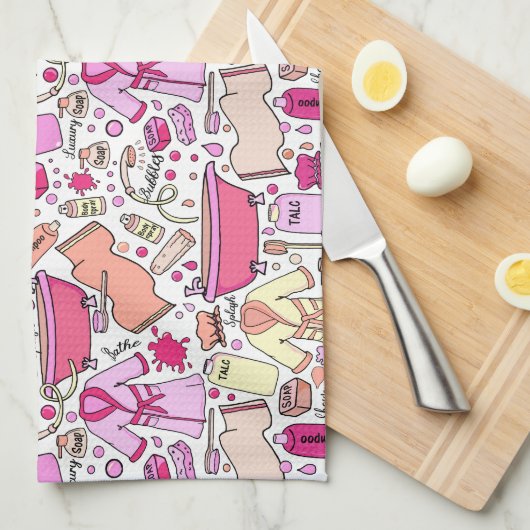 Girly Pink Pattern Geschirrtuch (Viertel Falte)