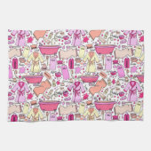 Girly Pink Pattern Geschirrtuch (Horizontal)