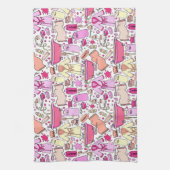Girly Pink Pattern Geschirrtuch (Vertikal)