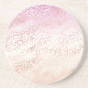 Girly Pink Peach Glam Leopard Print Ombre Gefärbte Getränkeuntersetzer