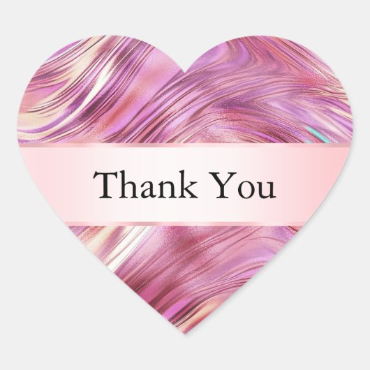 Girly Pink Pearl Rose Gold Glam Vielen Dank Herz-Aufkleber (Vorderseite)