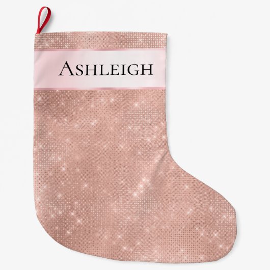 Girly Pink Pearl Rose Großer Weihnachtsstrumpf (Vorderseite)