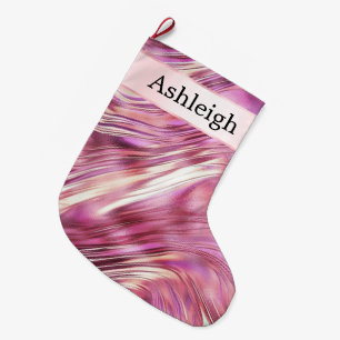 Girly Pink Pearl Rose Großer Weihnachtsstrumpf