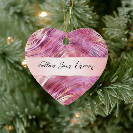 Girly Pink Pearl Rose Keramik Ornament (Baum)