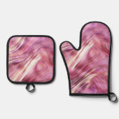 Girly Pink Pearl Rose Ofenhandschuh & Topflappen-Set (Vorderseite)