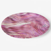 Girly Pink Pearl Rose Pappteller (Schrägansicht)