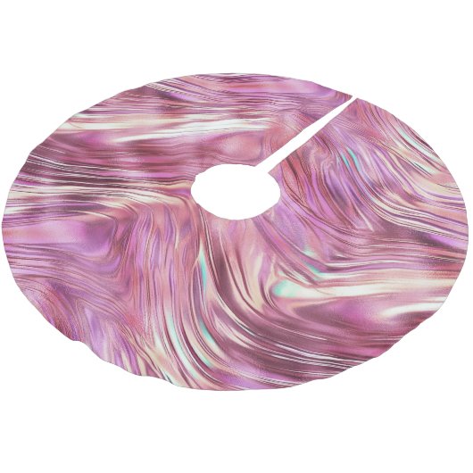 Girly Pink Pearl Rose Polyester Weihnachtsbaumdecke (Schrägansicht)