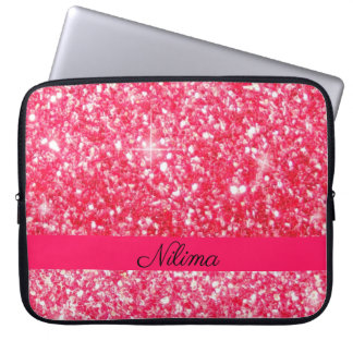 Girly Pink Personalised name trendy falsch glitter Laptopschutzhülle