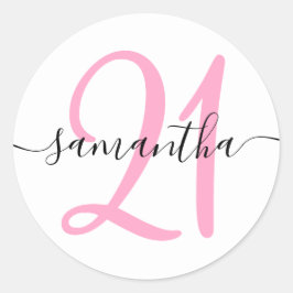 Girly Pink Personalisiert 21 Runder Aufkleber