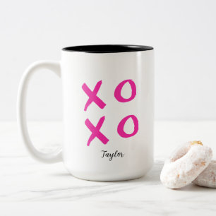 Girly Pink Personalisiert Valentine's XOXO Zweifarbige Tasse