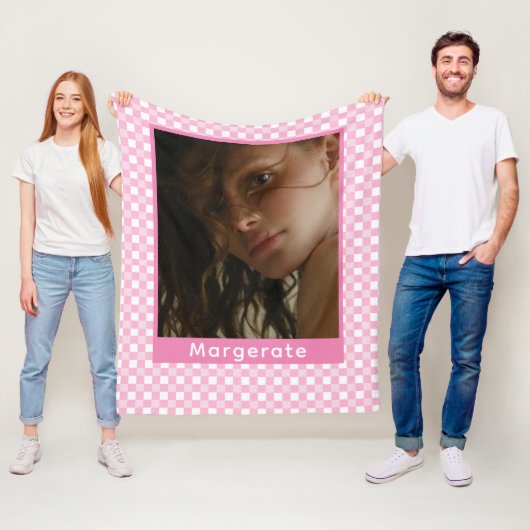 Girly Pink Personalisiertes Foto und Name Fleecedecke (Beispiel)
