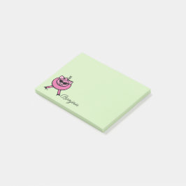 Girly Pink Pig Bonjour Post-it Klebezettel
