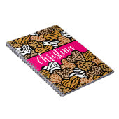 Girly Pink Playful Animal Print Herz Name Notizblock (Rechte Seite)