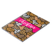 Girly Pink Playful Animal Print Herz Name Notizblock (Linke Seite)