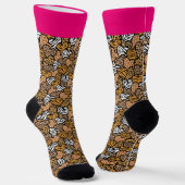 Girly Pink Playful Animal Print Herz Name Socken (Gewinkelt)