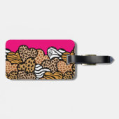 Girly Pink Playful Animal Print Höradresse Gepäckanhänger (Rückseite horizontal)