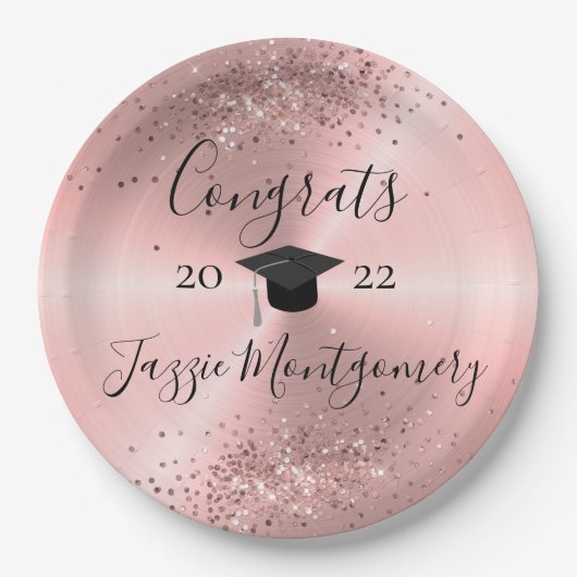 Girly Pink Polished Sheen Glittery Pappteller (Vorderseite)