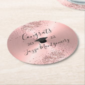 Girly Pink Polished Sheen Glittery Runder Pappuntersetzer (Angewinkelt)