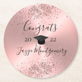 Girly Pink Polished Sheen Glittery Runder Pappuntersetzer (Vorderseite)