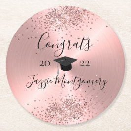 Girly Pink Polished Sheen Glittery Runder Pappuntersetzer