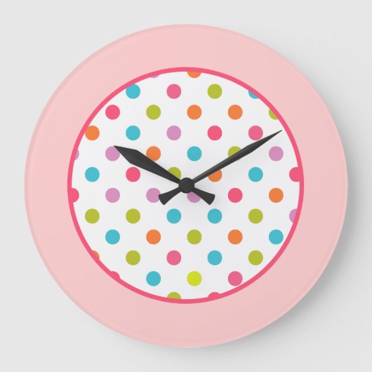 Girly Pink Polka Docks Uhr (Vorderseite)
