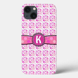 Girly Pink Polka Dot Monogram Muster Case-Mate iPhone Hülle