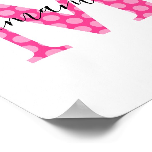 Girly Pink Polka Dot Monogram Poster (Ecke)