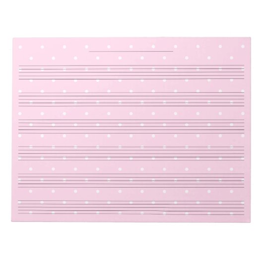 Girly Pink Polka Dot Wide Rule Kids Music Notizblock (Vorderseite)