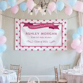 Girly Pink Polka Dots Glückwunschs Graduation Part Banner